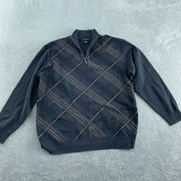 Tagio Mens Argyle Quarter-Zip Sweater L  Merino Wool blend 1884 - Picture 1 of 7